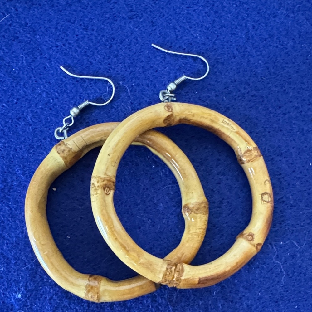 Natural Bamboo Hoop Earrings